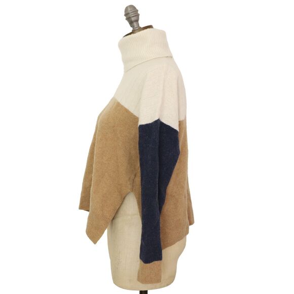 MADEWELL Hickory Turtleneck Sweater S Colorblock Wool Blend Long Sleeve EUC B87 - Picture 5 of 6